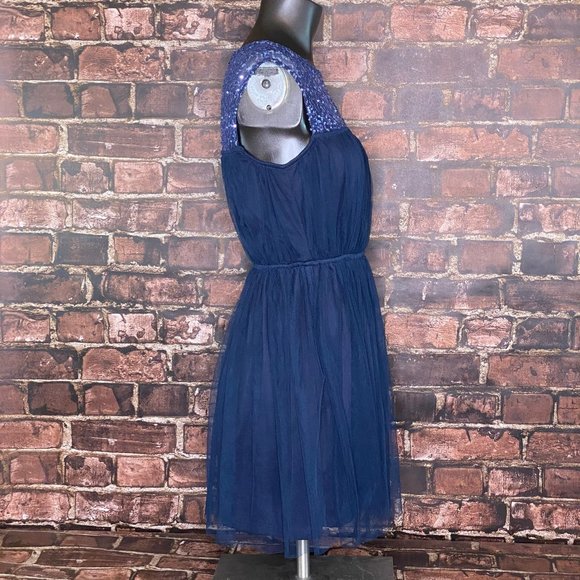 Mimi Chica Sleeveless Fit & Flare Mini Dress Size Small Sequins with Tulle Skirt - Picture 4 of 8